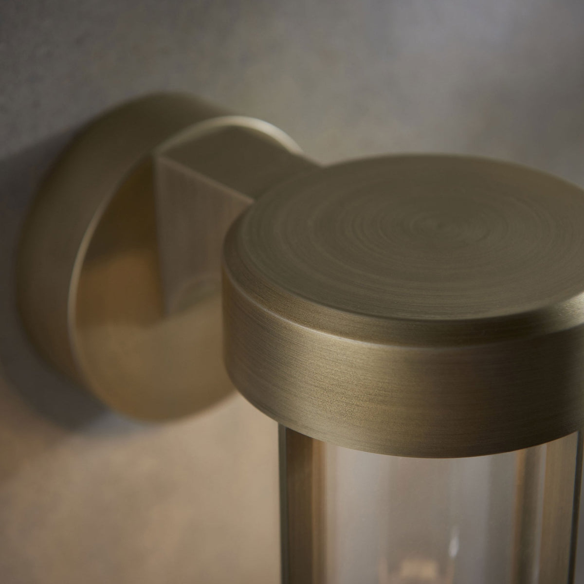 Lillington IP44 LED Wall Light in Brushed Gold & Clear Glass