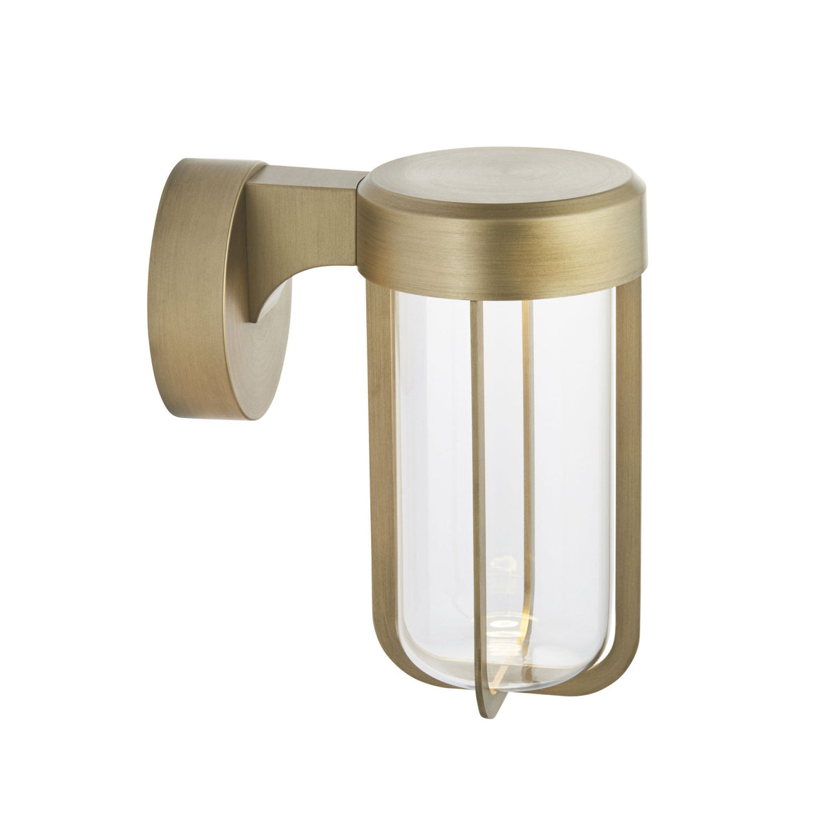Lillington IP44 LED Wall Light in Brushed Gold & Clear Glass