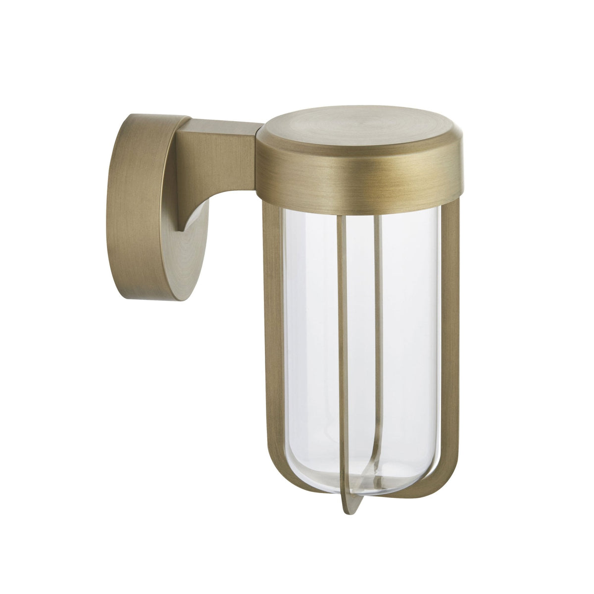 Lillington IP44 LED Wall Light in Brushed Gold & Clear Glass