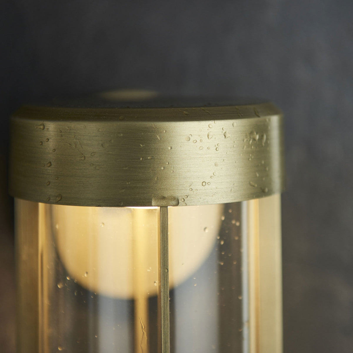 Lillington IP44 LED Wall Light in Brushed Gold & Clear Glass