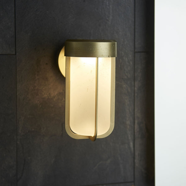 Lillington IP44 LED Wall Light in Brushed Gold & Frosted Glass