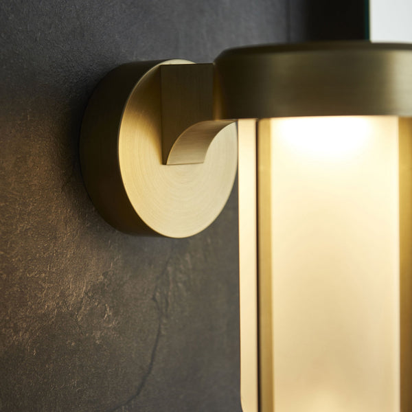 Lillington IP44 LED Wall Light in Brushed Gold & Frosted Glass