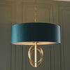 Netherbury 5 Light Pendant in Antique Gold & Teal Shade