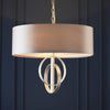 Netherbury 3 Light Pendant in Antique Silver & Mink Shade