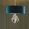 Netherbury 3 Light Pendant in Antique Silver & Teal Shade