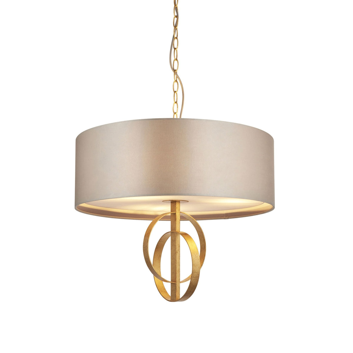 Netherbury 3 Light Pendant in Antique Gold & Mink Shade