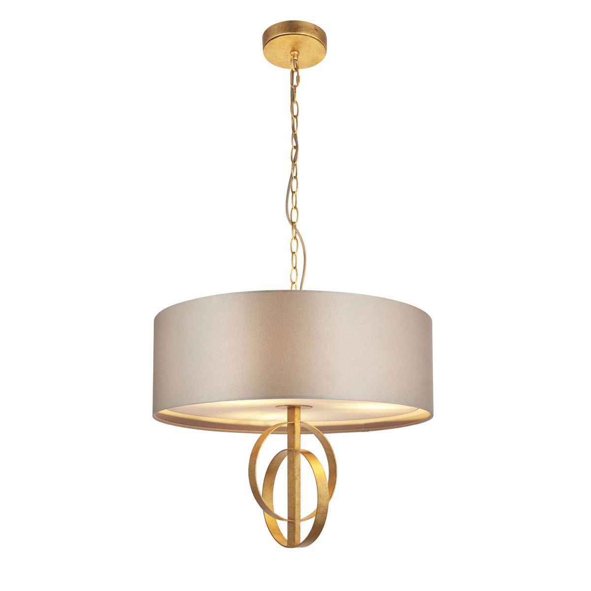 Netherbury 3 Light Pendant in Antique Gold & Mink Shade
