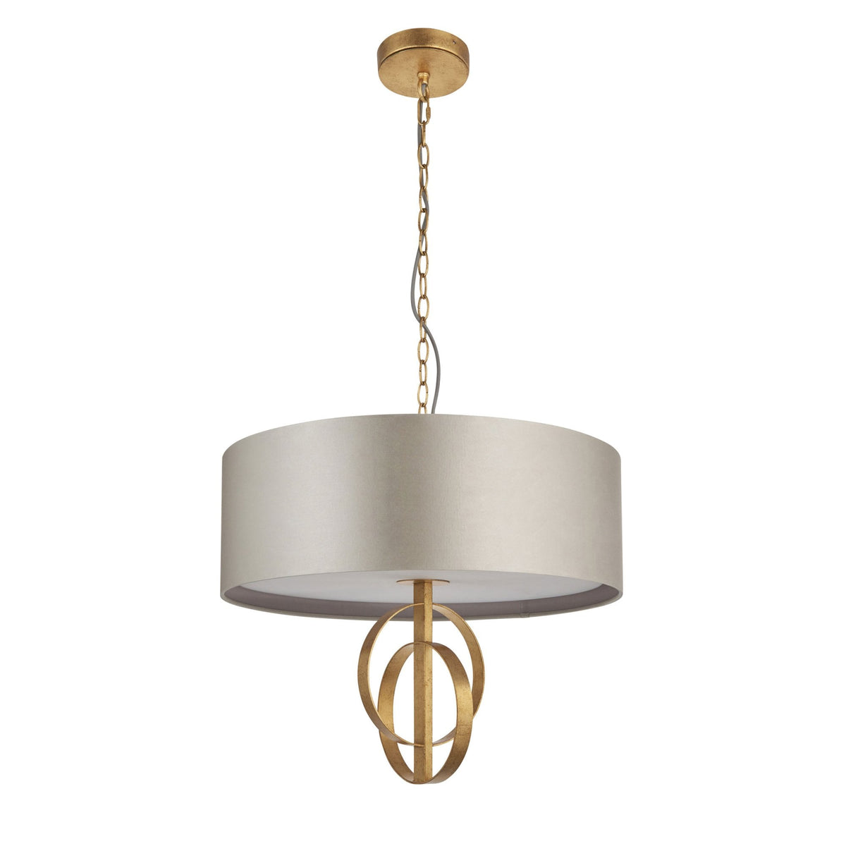 Netherbury 3 Light Pendant in Antique Gold & Mink Shade