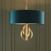 Netherbury 3 Light Pendant in Antique Gold & Teal Shade
