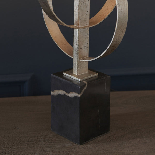 Netherbury Table Lamp in Antique Silver & Mink Shade