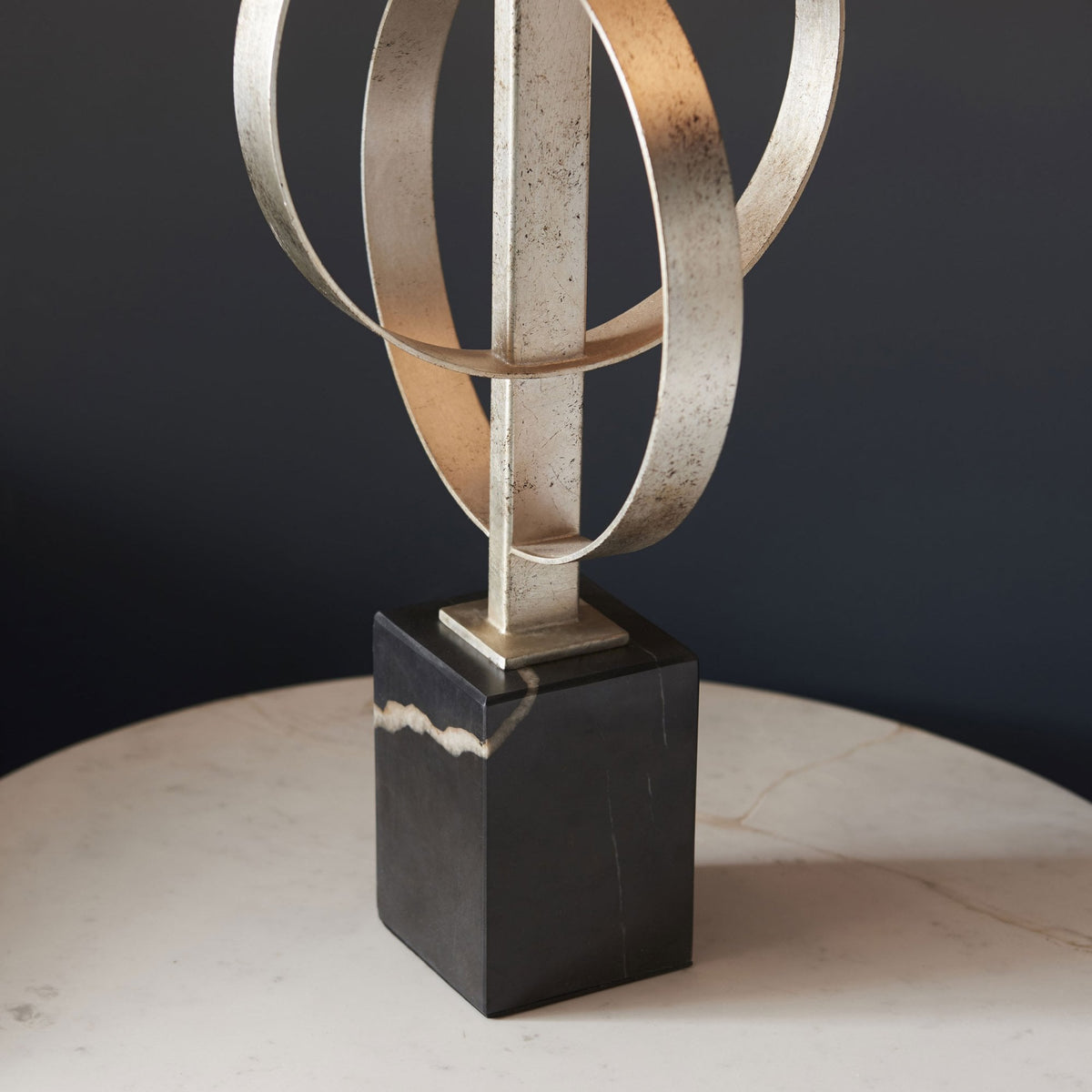 Netherbury Table Lamp in Antique Silver & Mink Shade