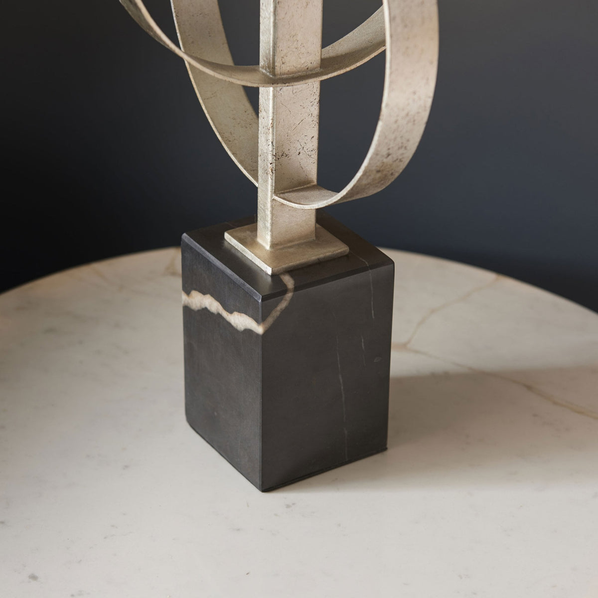 Netherbury Table Lamp in Antique Silver & Teal Shade