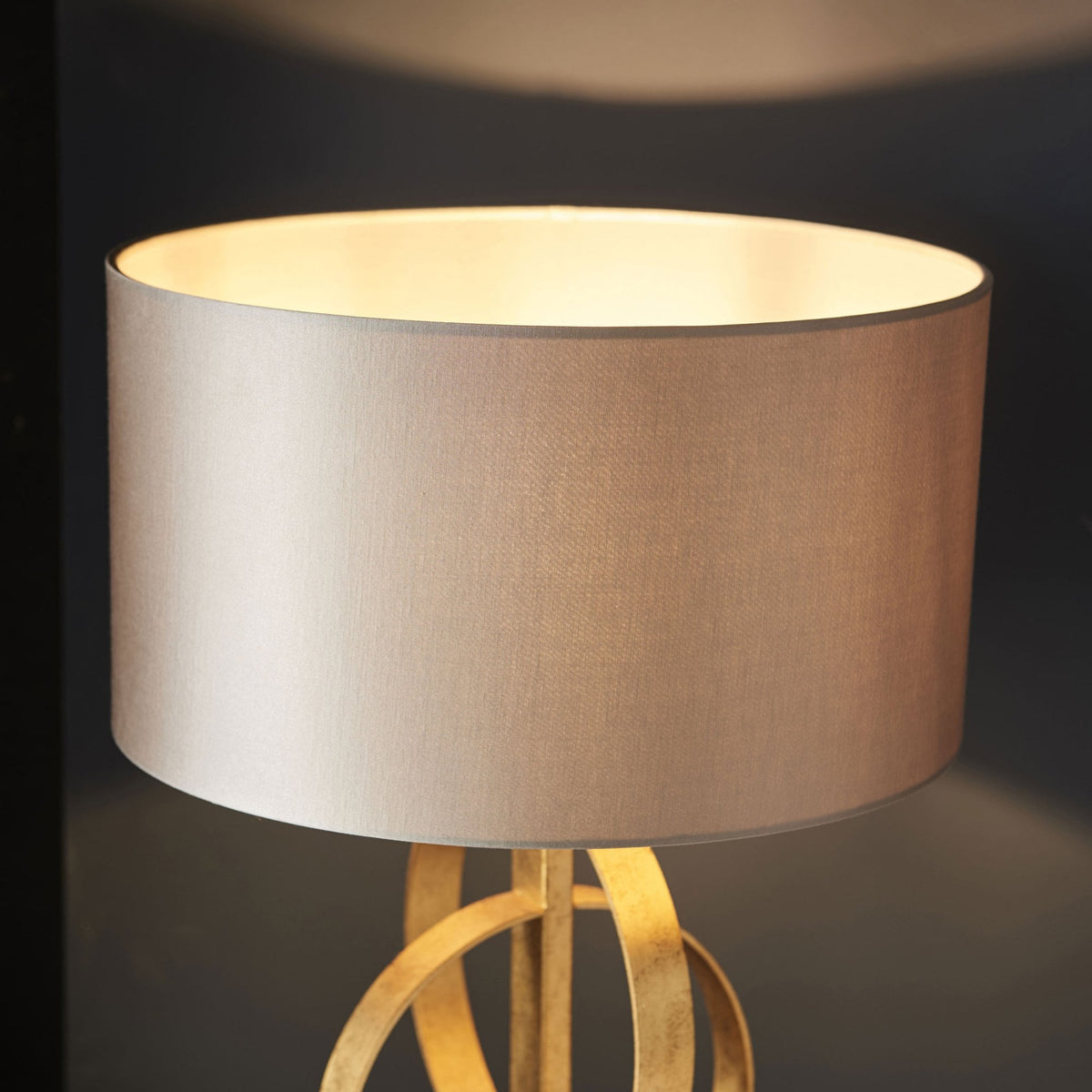 Netherbury Table Lamp in Antique Gold & Mink Shade