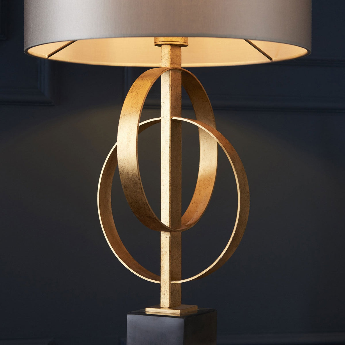 Netherbury Table Lamp in Antique Gold & Mink Shade