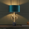 Netherbury Table Lamp in Antique Gold & Teal Shade