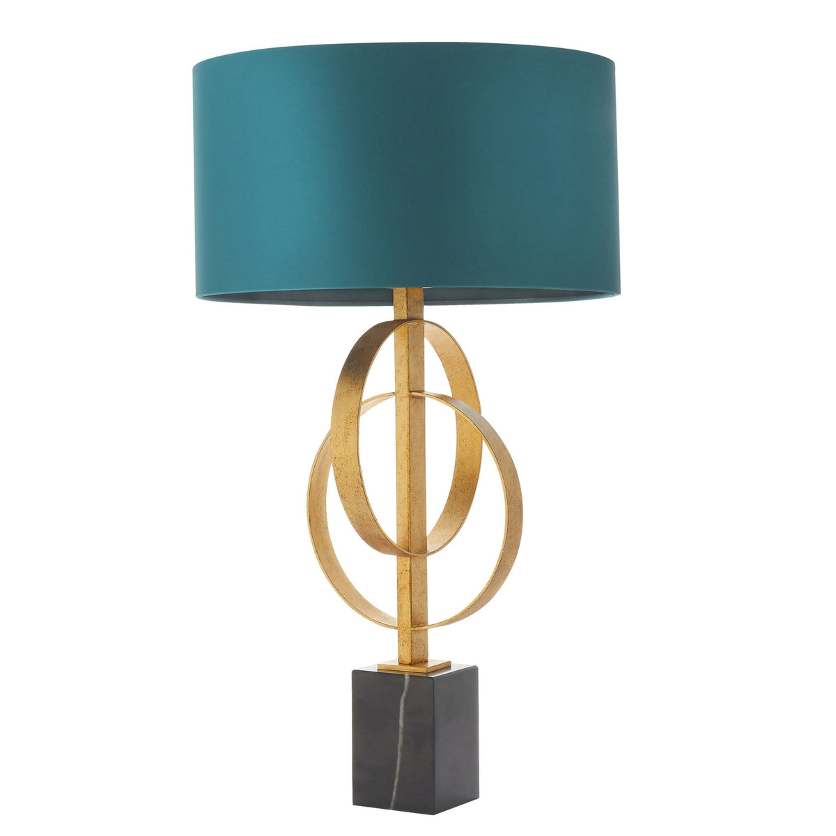 Netherbury Table Lamp in Antique Gold & Teal Shade