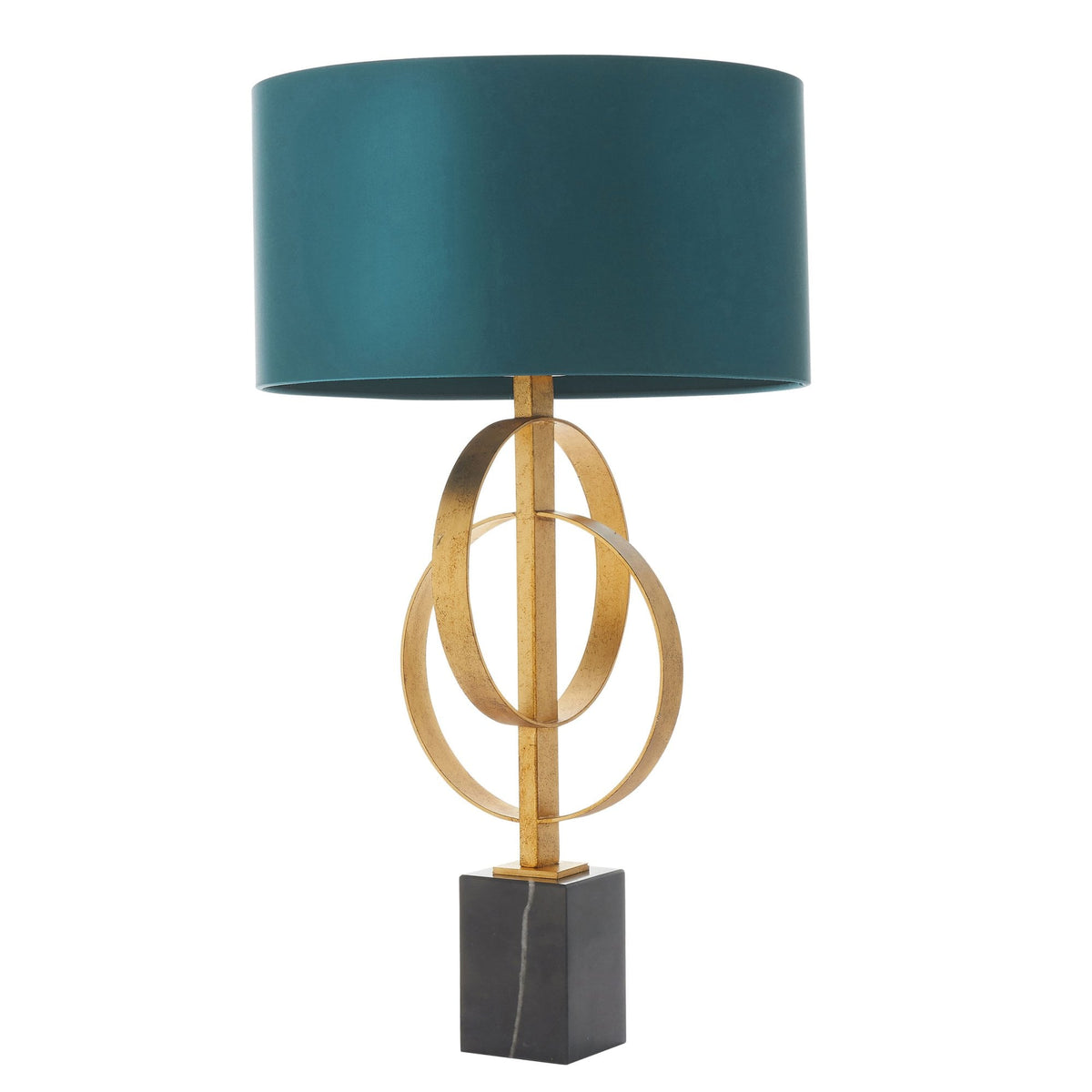 Netherbury Table Lamp in Antique Gold & Teal Shade