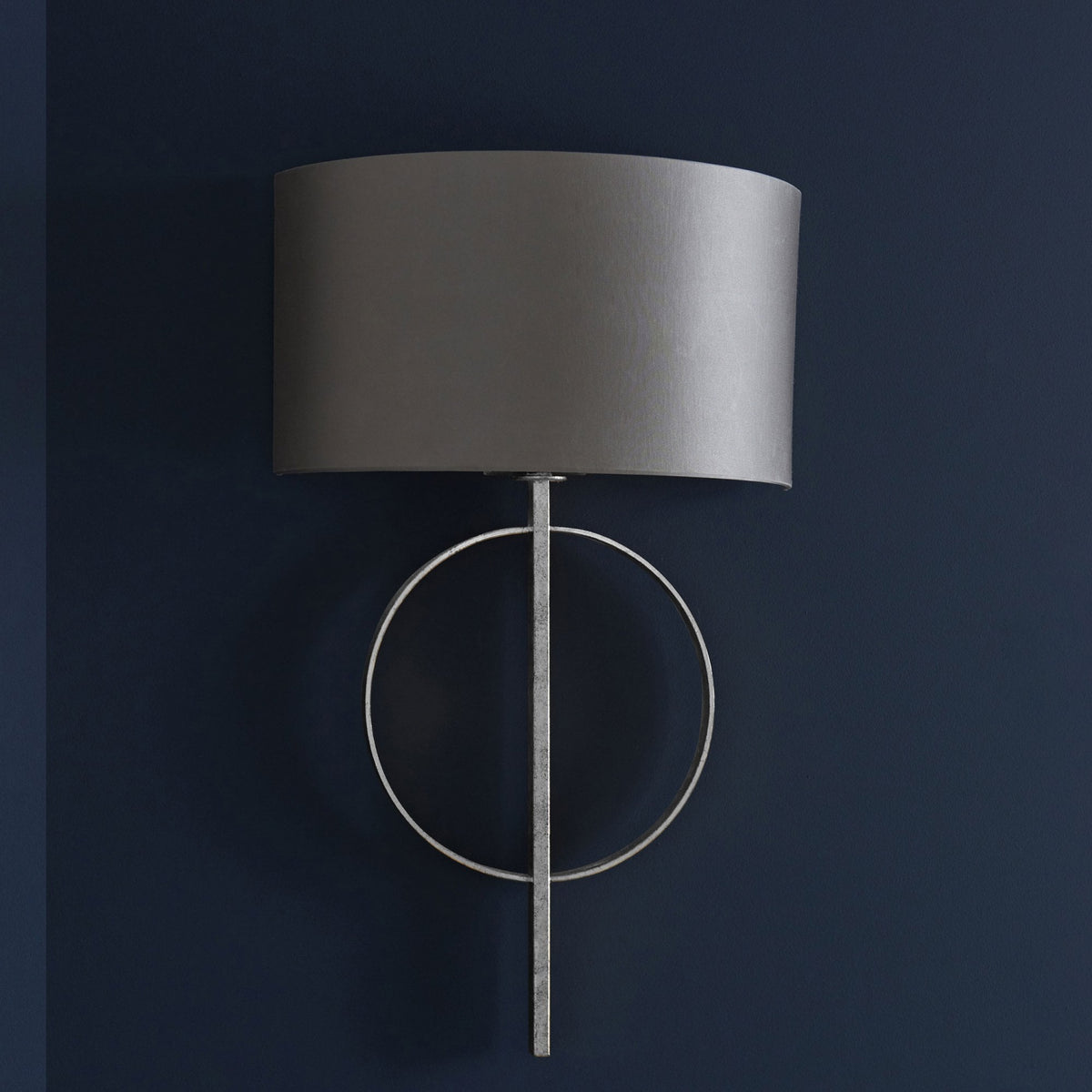 Netherbury Wall Light in Antique Silver & Mink Shade