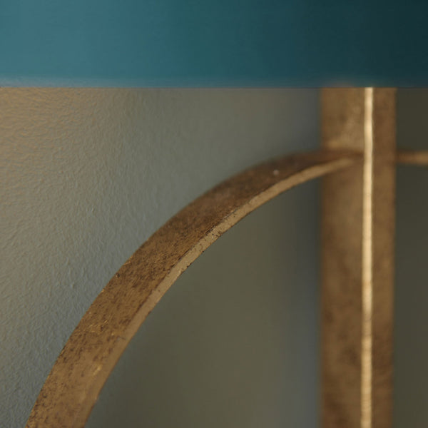 Netherbury Wall Light in Antique Gold & Teal Shade