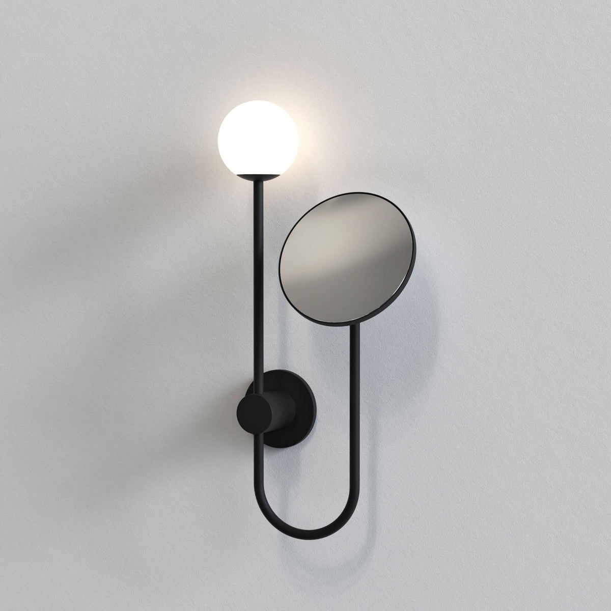 Orb IP44 Bathroom Wall Light & Mirror in Black