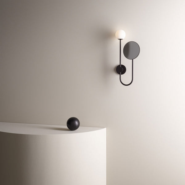 Orb IP44 Bathroom Wall Light & Mirror in Black