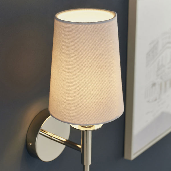 Warmwell Wall Light in Nickel & White Shade
