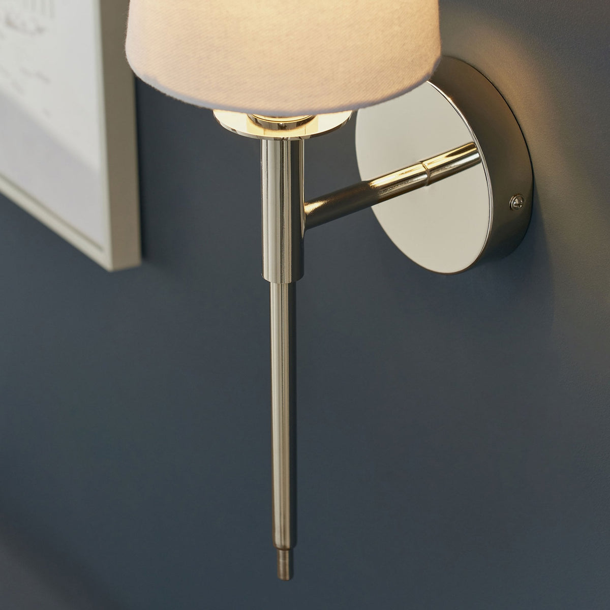 Warmwell Wall Light in Nickel & White Shade
