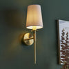 Warmwell Wall Light in Satin Brass & White Shade