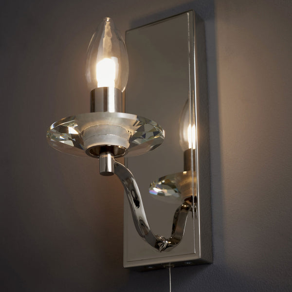 Garland IP44 Switched Bathroom Wall Light in Nickel