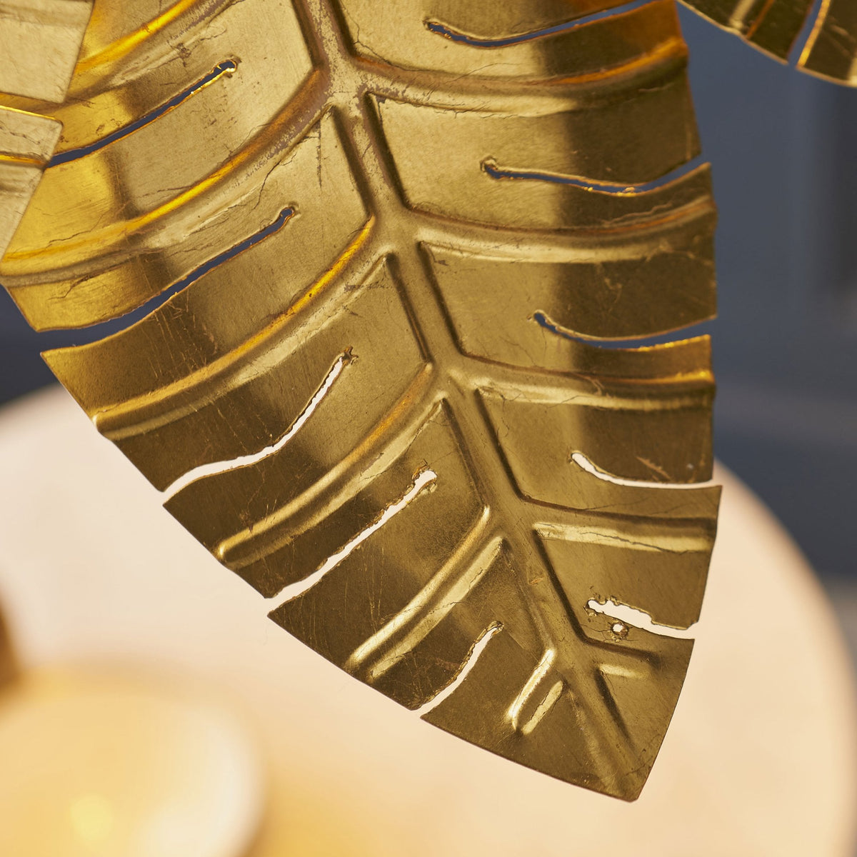 Palm Leaf Shape Single Pendant in Distressed Gold