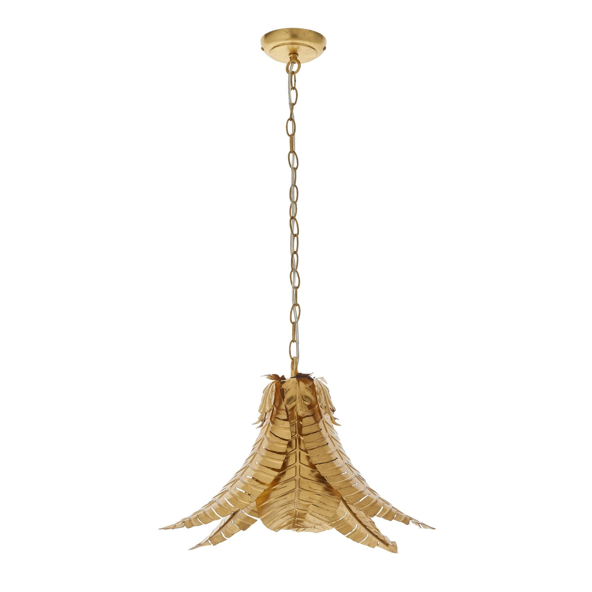 Palm Leaf Shape Single Pendant in Distressed Gold