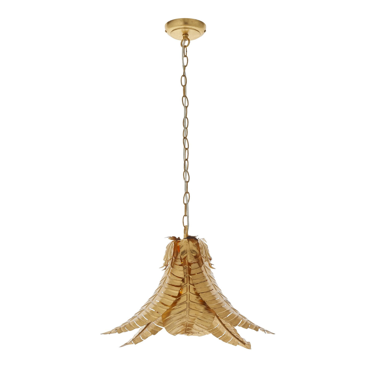 Palm Leaf Shape Single Pendant in Distressed Gold