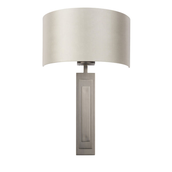 Waterloo Wall Light in Brushed Silver Bronze and Mink Shade