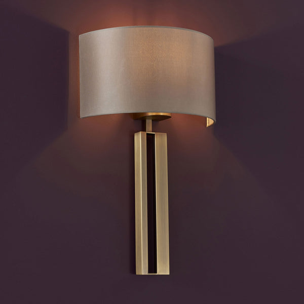 Hermitage Wall Light in Antique Brass and Mink Shade