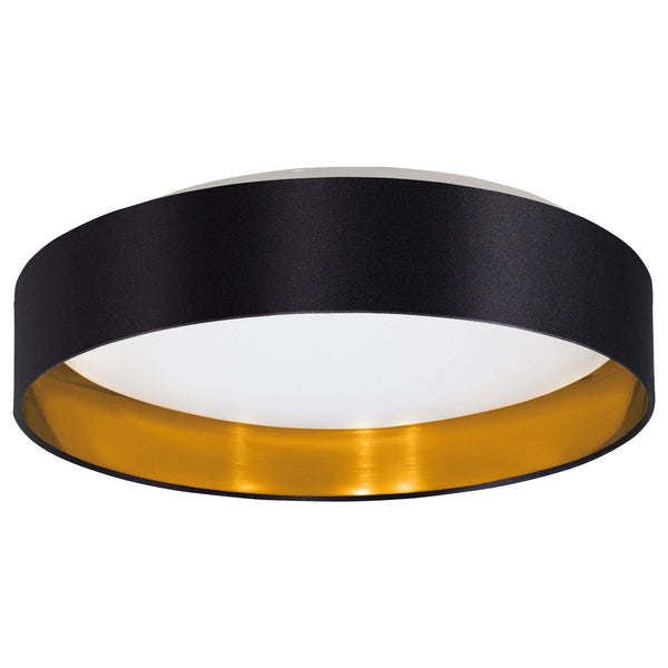 Maserlo 2 LED Flush Ceiling Light in Black and Gold Fabric