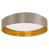 Maserlo 2 LED Flush Ceiling Light in Taupe and Gold Fabric