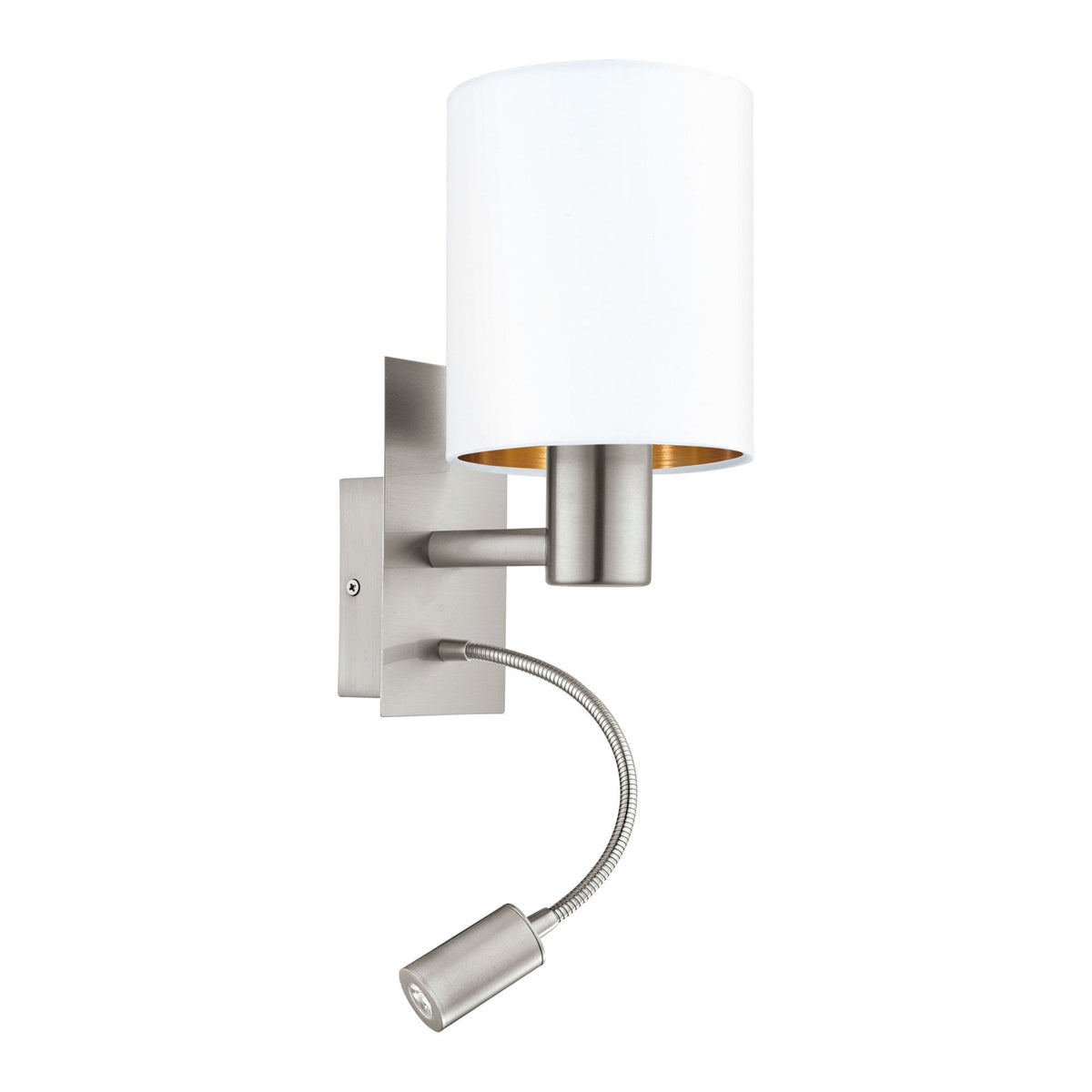 Pasteri Wall Light with White & Copper Shade and LED Reader