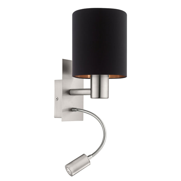 Pasteri Wall Light with Black & Copper Shade and LED Reader