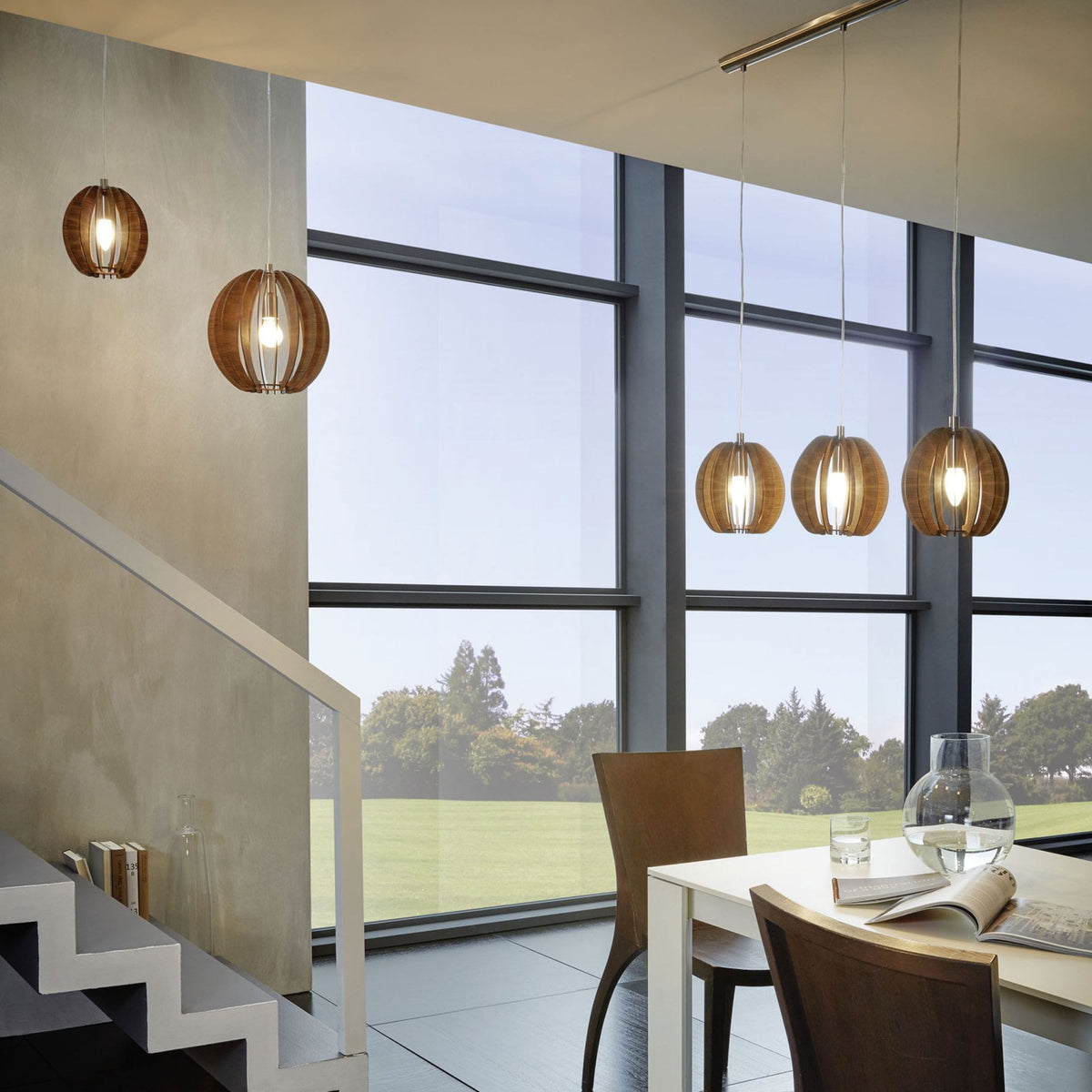 Cossano 300mm Wooden Pendant Light in Brown