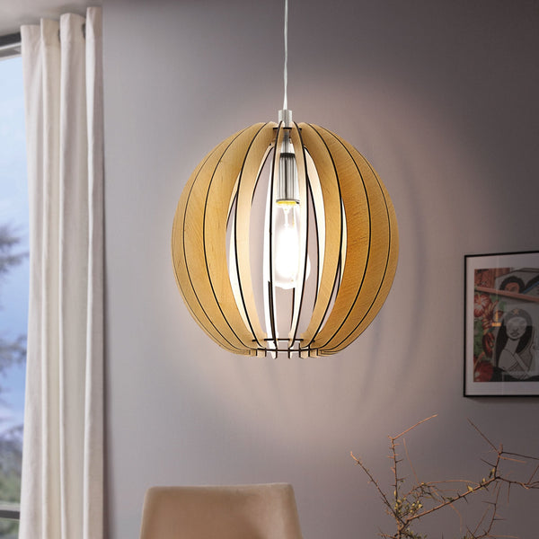 Cossano 300mm Wooden Pendant Light in Maple