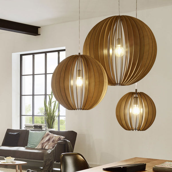 Cossano 500mm Wooden Pendant Light in Maple