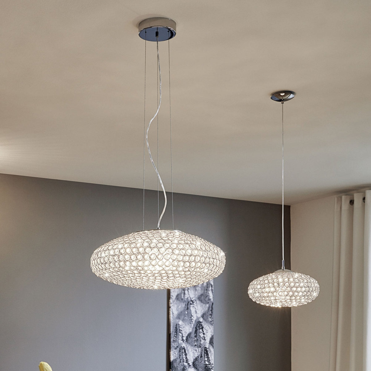 Clemente 540mm Chrome & Crystal Pendant Light