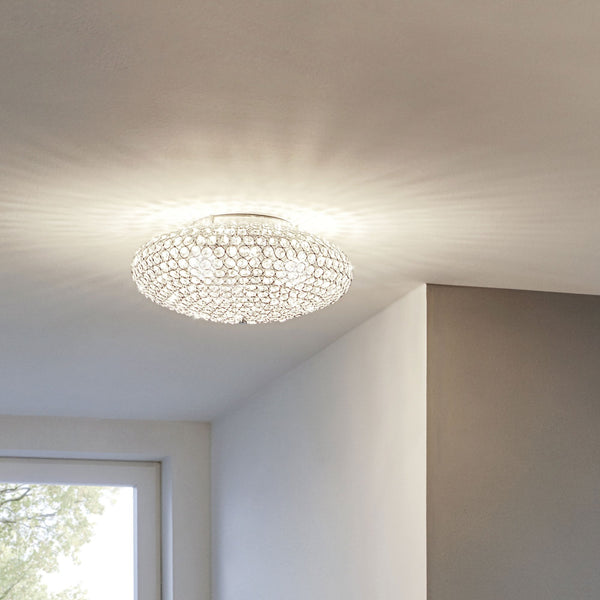 Clemente 450mm Chrome & Crystal Ceiling Light