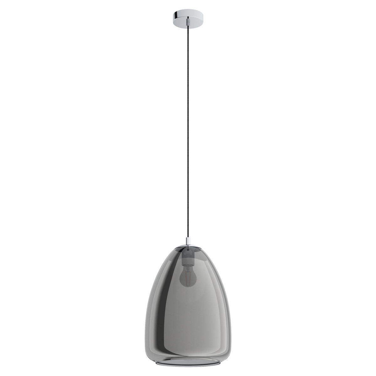 Alobrase 300mm Pendant Light in Vaporized Transparent Black Glass