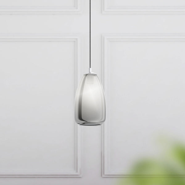 Alobrase 200mm Pendant Light in Vaporized Transparent Black Glass