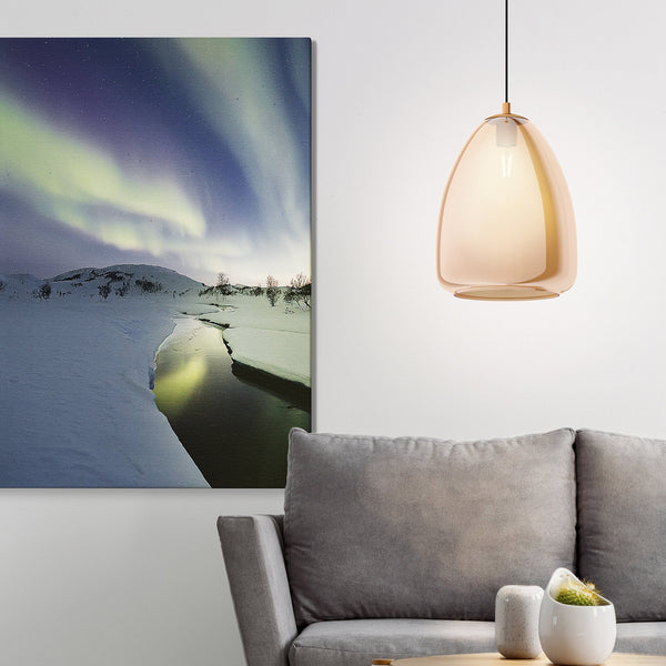 Alobrase 300mm Pendant Light in Vaporized Transparent Amber Glass