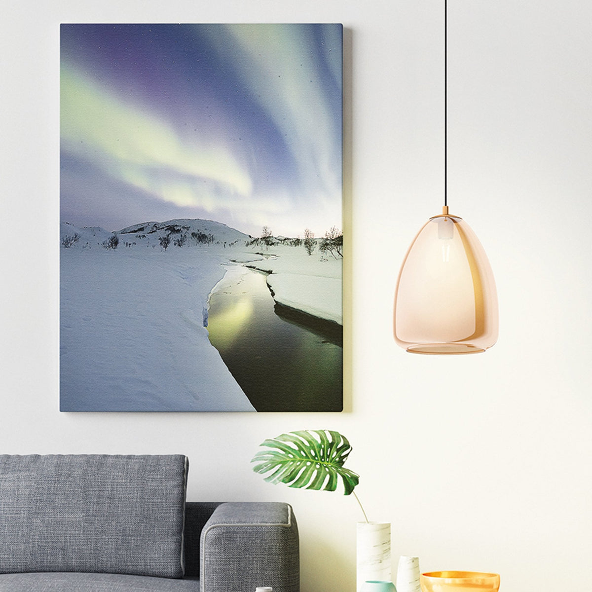 Alobrase 300mm Pendant Light in Vaporized Transparent Amber Glass