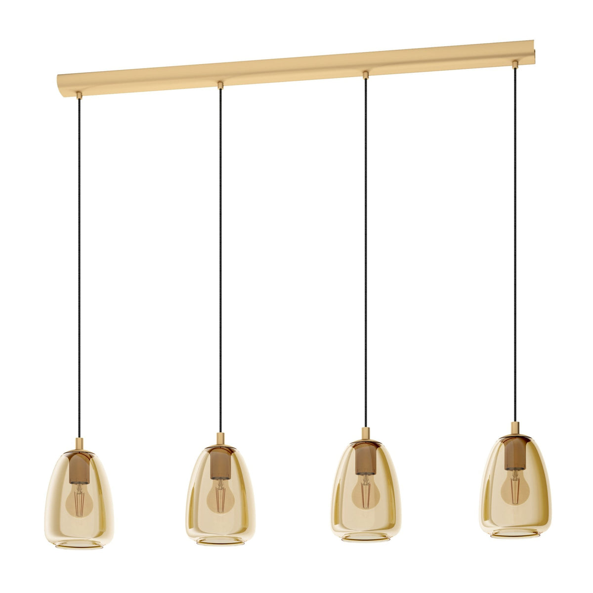 Alobrase 4 Drop Pendant in Vaporized Transparent Amber Glass