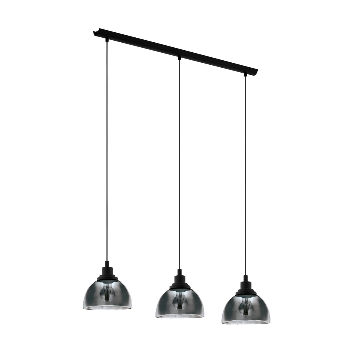 Beleser 3 Drop Pendant in Vaporized Transparent Black Glass