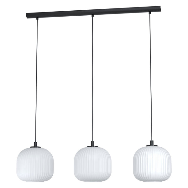 Mantunalle Triple Drop Linear Pendant with White Glass